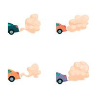 dibujos animados carros con cansada fumar conjunto vector