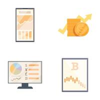 Set of finance and cryptocurrency illustrations vector