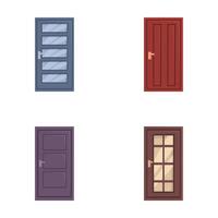 Set of various cartoon doors isolated on white vector