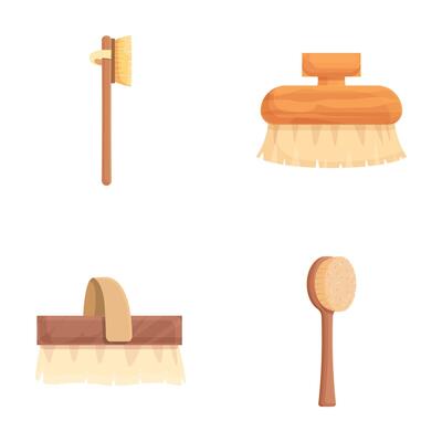 Vintage cleaning tools icon set