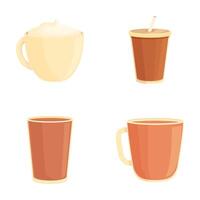 Set of cartoon coffee cups and beverages vector