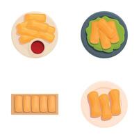 Assorted spring rolls platter illustrations vector