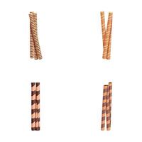 Assorted chocolate wafer sticks isolated on white vector