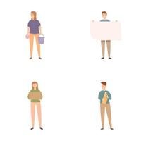 Set of casual people holding various objects vector