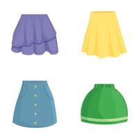 Set of various colorful skirts flat design icons vector
