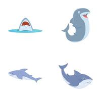 dibujos animados tiburón colección en blanco antecedentes vector