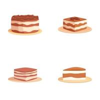 Assortment of cartoon layer cakes on white background vector