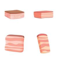 Assorted bacon slices set vector