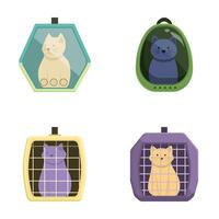 Set of cartoon cat carriers vector