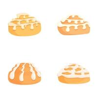 Assorted iced cinnamon rolls illustration vector