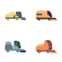 Set of four cartoon delivery and service vehicles vector