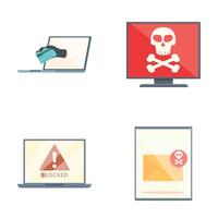 Set of computer security icons vector