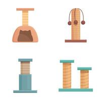 Set of modern cat scratching posts vector