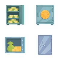 Set of secure safes with various contents vector