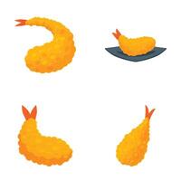 Set of shrimp tempura illustrations vector