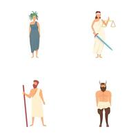 Collection of greek mythology characters illustrations vector