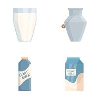 Variety of goat milk containers illustration set vector