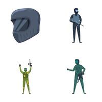 Set of special forces characters in action poses vector