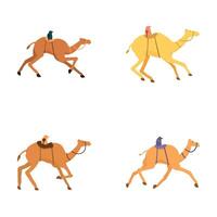 Set of flat design camel riders in various colors vector