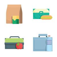 Set of colorful lunch bags and boxes illustration vector