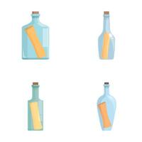 Assorted glass bottles with labels isolated on white vector
