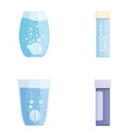 Effervescent tablets in water set vector