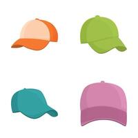 Set of colorful baseball caps isolated on white vector