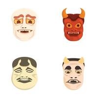 Assorted set of cultural masks illustrations vector