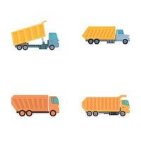 Set of cartoon dump trucks on white background vector