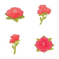 Set of cartoon red flowers illustrations vector