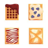 Vibrant set showcasing four different delicious toast toppings, ideal for menu design vector