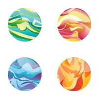 Set of four abstract nature elements icons vector