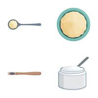 graphic set displaying various dairy products including cheese, butter, yogurt vector