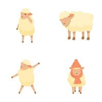 Cartoon sheep collection in various poses vector