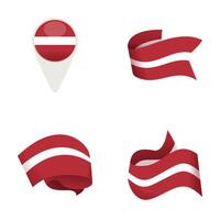 Set of latvian flag icons and design elements vector