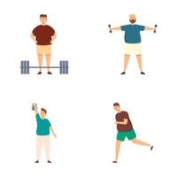 Diverse men performing different exercises vector