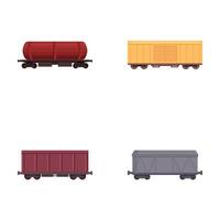 Set of four cargo train carriages vector