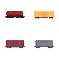 conjunto de cuatro carga tren carruajes vector