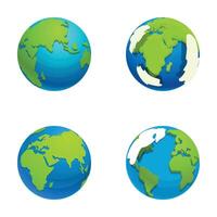 Set of cartoon globe illustrations vector