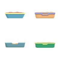 Set of illustrated pie dishes isolated on white vector