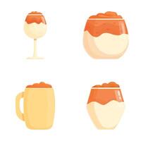 Assorted cartoon pudding cups set vector