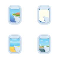 Airplane window views set vector