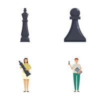 Diverse set of chess and people characters vector