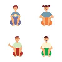 conjunto de cuatro personas sentado en casual poses vector