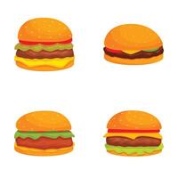 surtido de dibujos animados hamburguesas en blanco antecedentes vector