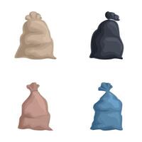 Set of four cartoon sacks in various colors vector