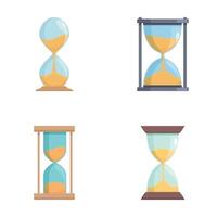 Set of four different hourglass timers, isolated and stylized on a white background vector