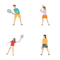 conjunto de diverso personas jugando tenis vector