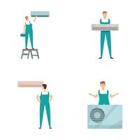 Handyman character set performing different tasks vector