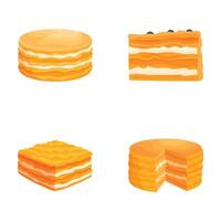 Assorted cartoon cake slices set vector